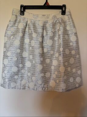 Metallic Polka Dot Circle Skirt - Silver and Cream